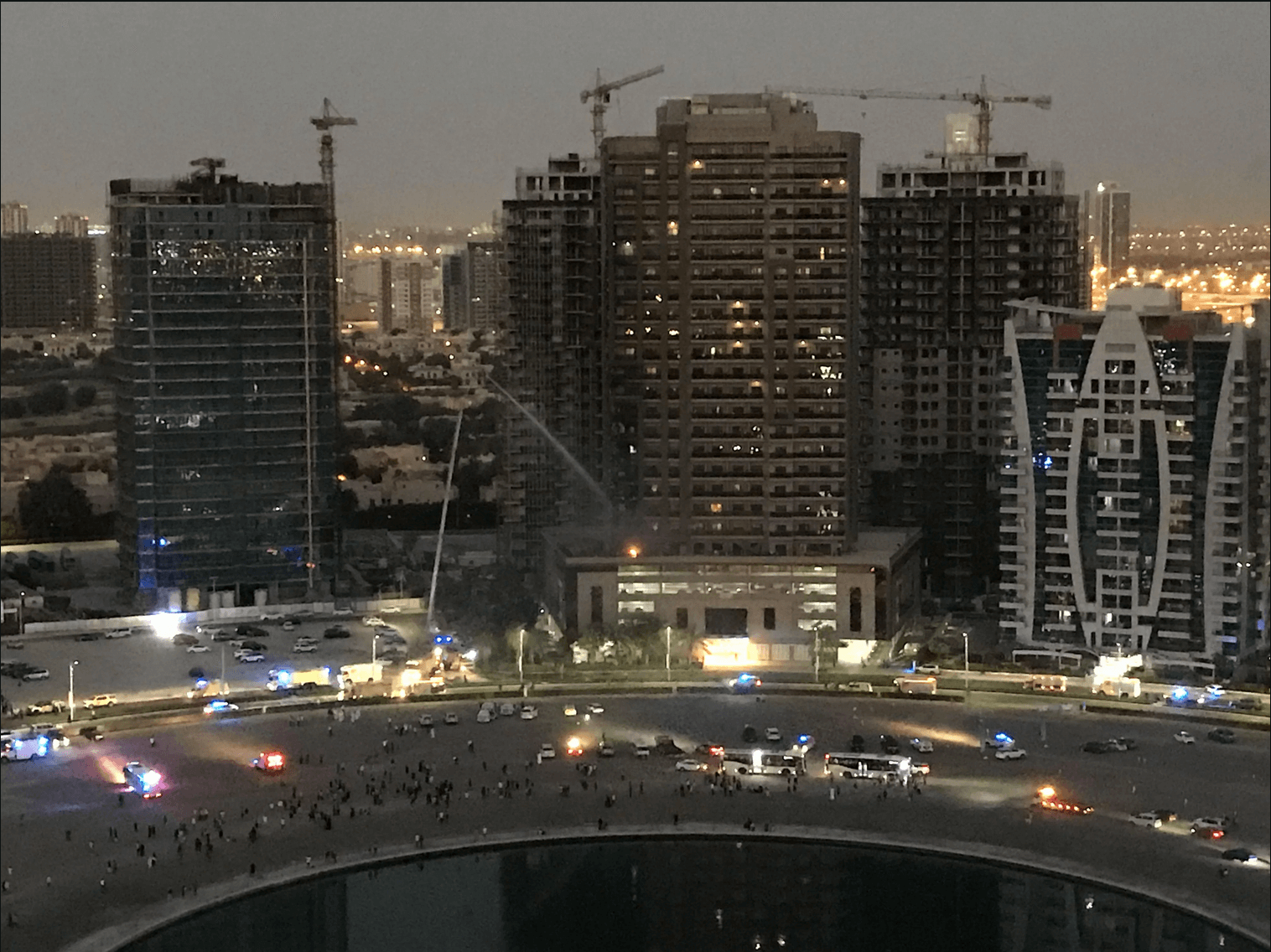 Dubai sports city residential building fire images